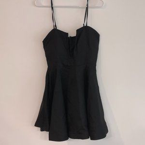Black Plunge Cocktail Swing Dress